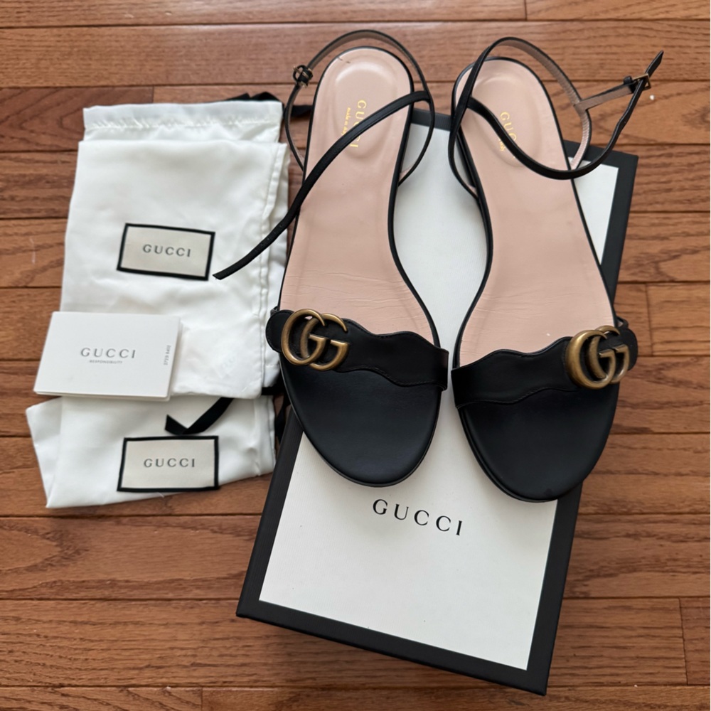 Gucci Marmont Black Sandals 40.5